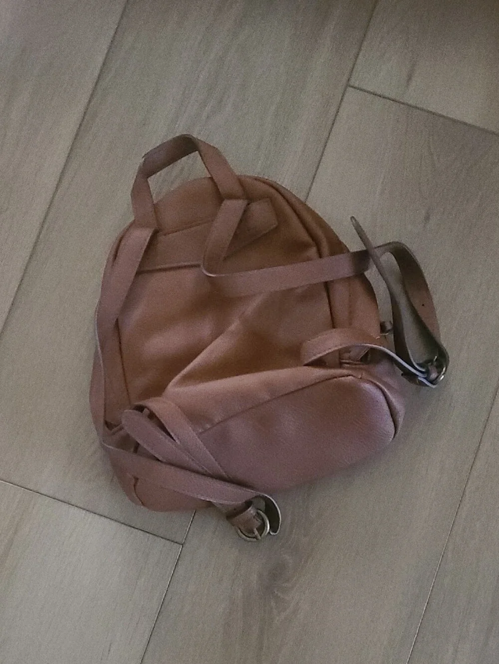 Casual Brown Leather-Style Backpack